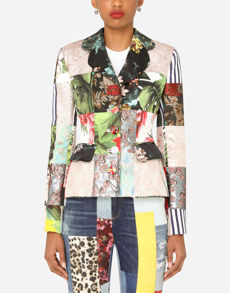 Dolce & Gabbana Single-breasted patchwork jacquard Dolce blazer AZUL F26BOTGDX78