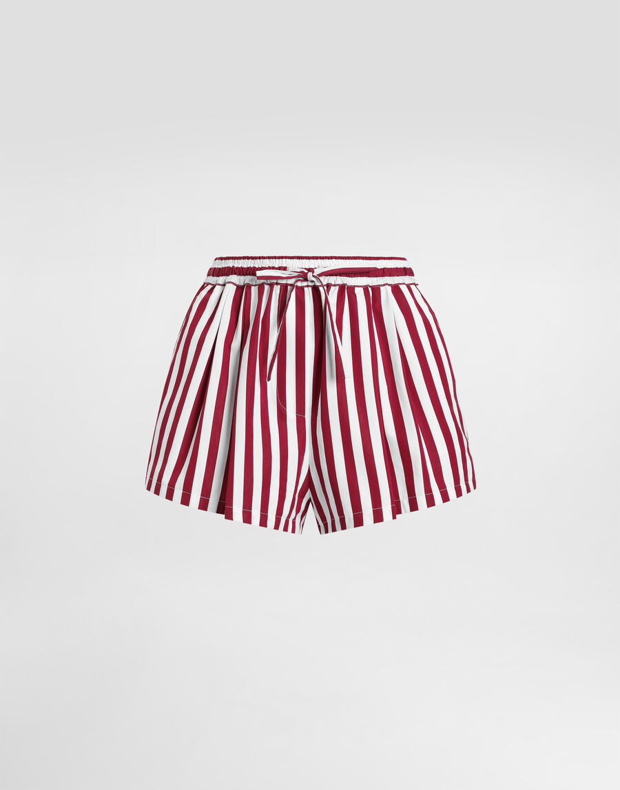 Striped poplin culottes shorts