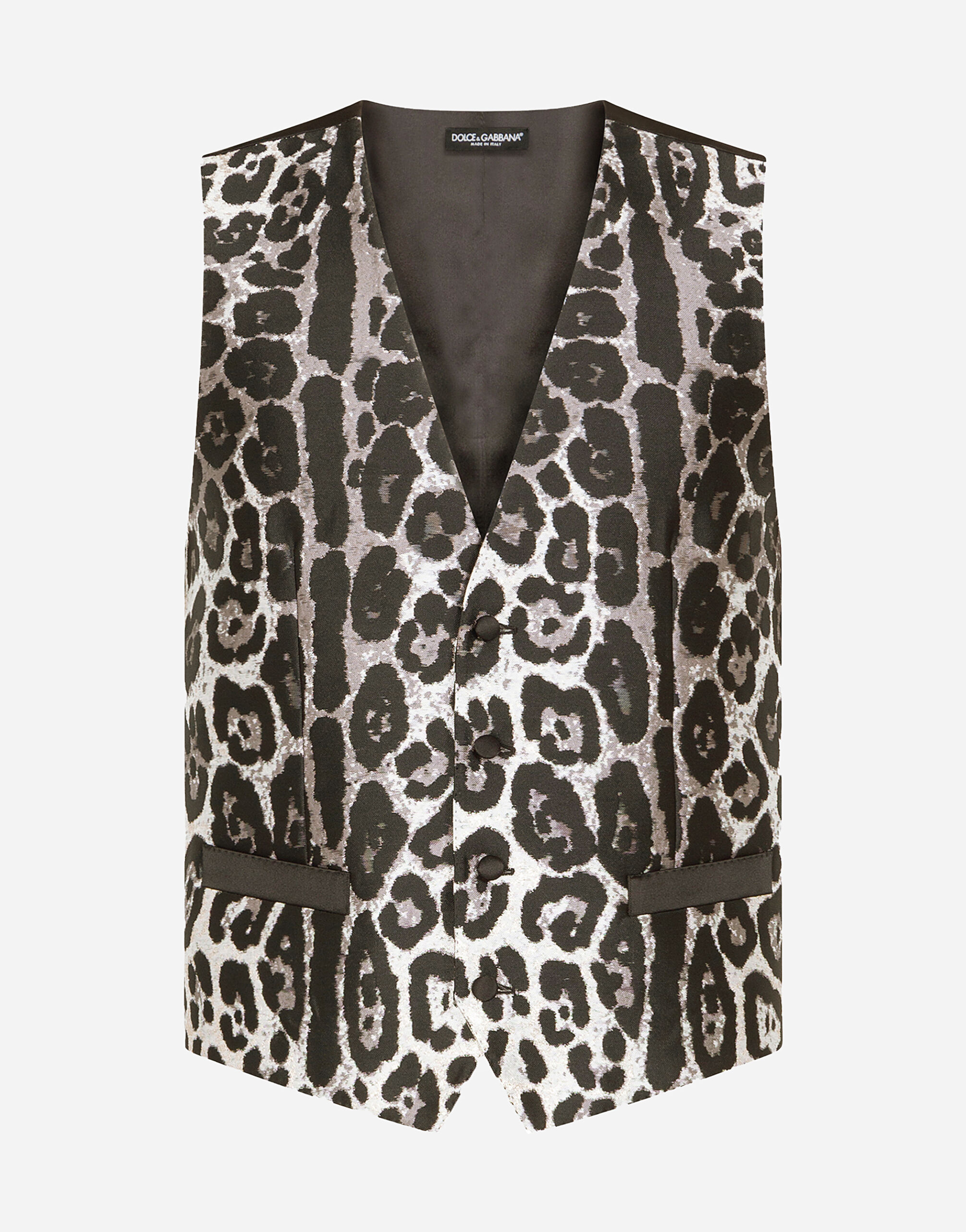 【送料&関税込】Dolce & Gabbana Animalier Vest Leopard-print jacquard vest in ANIMAL PRINT for Men