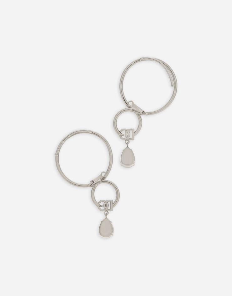 Dolce & Gabbana Ear cuff earrings with DG logo and rhinestones Silver WEP2L7W1111