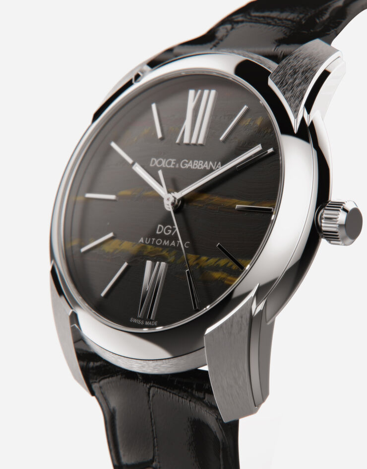 Dolce & Gabbana ساعة من الفولاذ مرصعة بحجر عين النمر أسود WWFE1SWW060