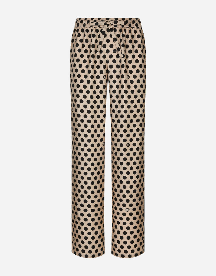 Dolce & Gabbana Pantalon de jogging en soie avec imprimé à pois et logo DG Imprimé GVRMATIS1UZ