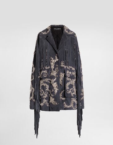 Dolce & Gabbana Embroidered split leather jacket Multicolor F9T90ZGDDFX