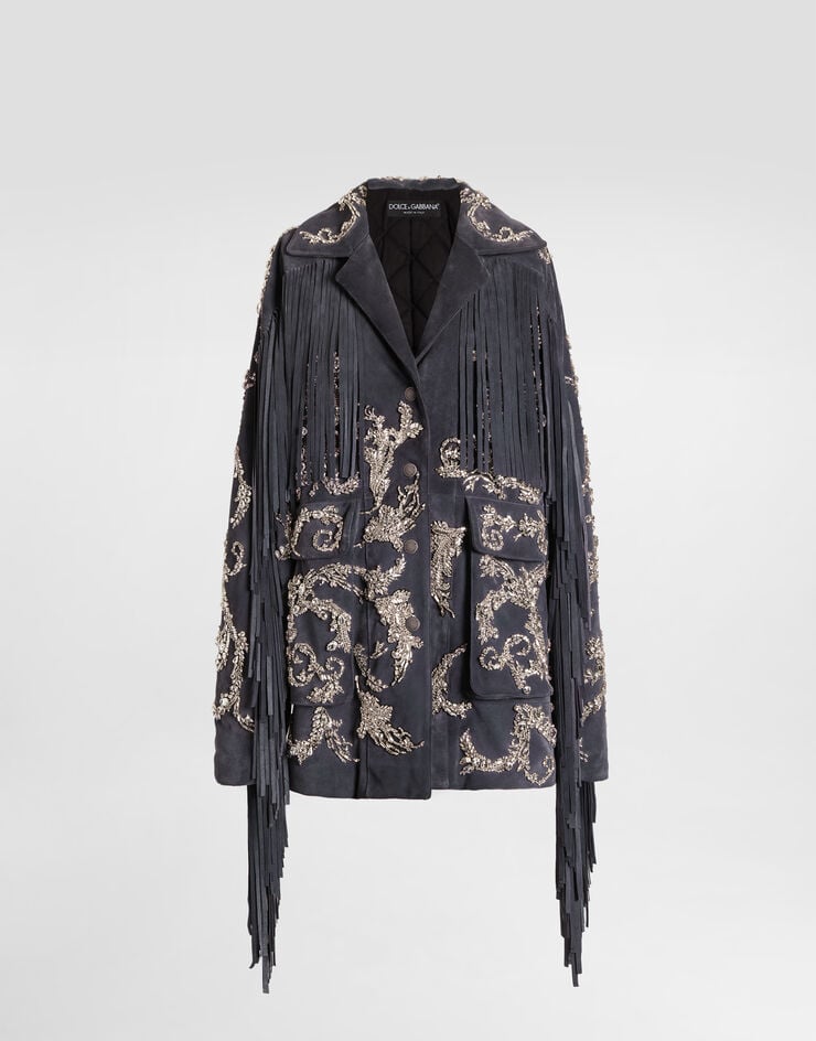 Dolce & Gabbana Embroidered split leather jacket Dolce & Gabbana Embroidered split leather jacket Multicolor F9T90ZGDDFX