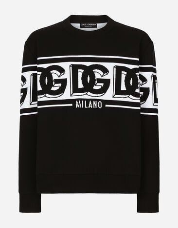 Dolce & Gabbana DG 로고 자카드 라운드넥 울 스웨터 브라운 GXZ04TJBSG0