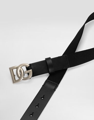 Dolce & Gabbana Calfskin belt with logo Black EC0083A0547