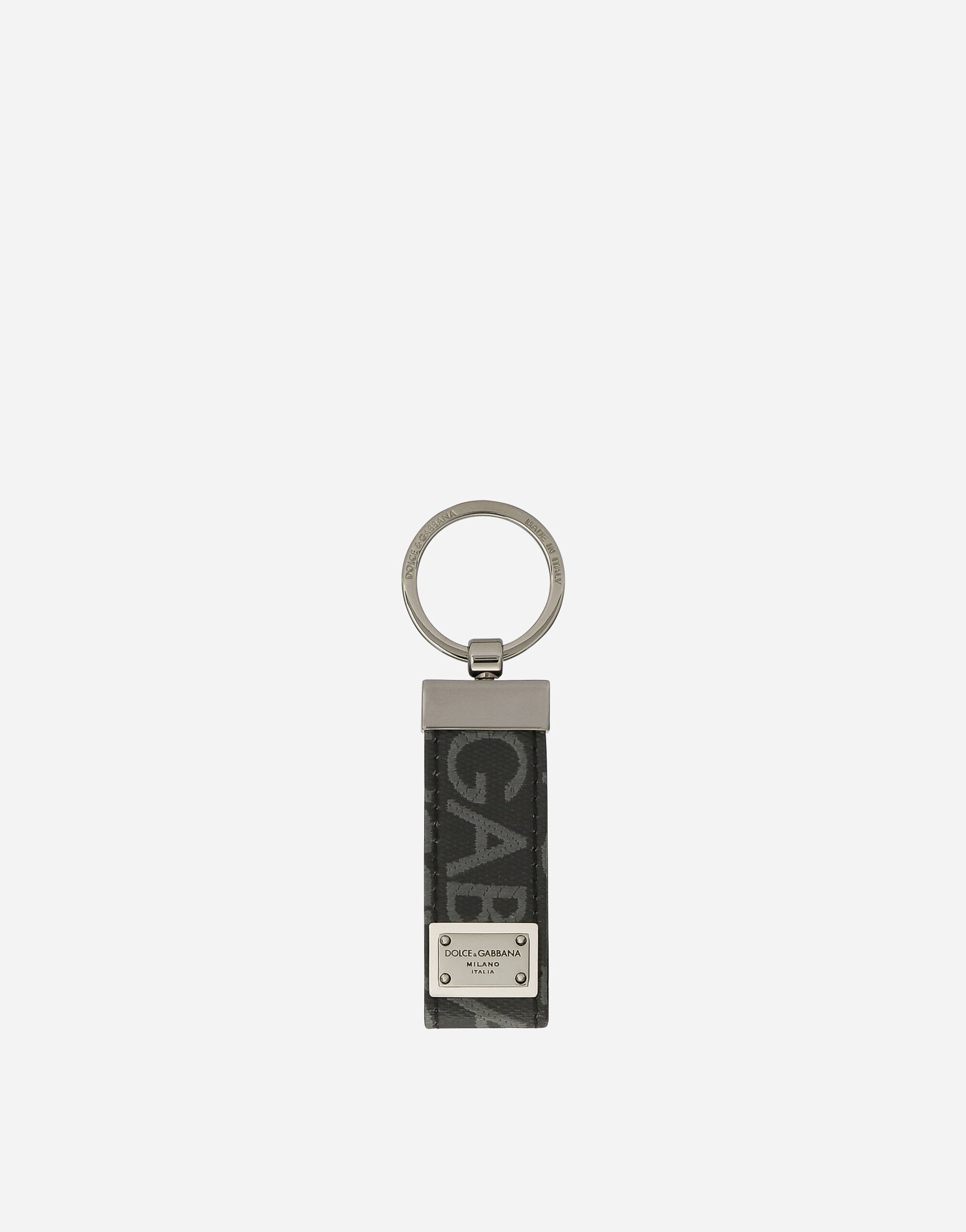 Dolce & Gabbana Coated jacquard fabric keychain Black BP0330AW576
