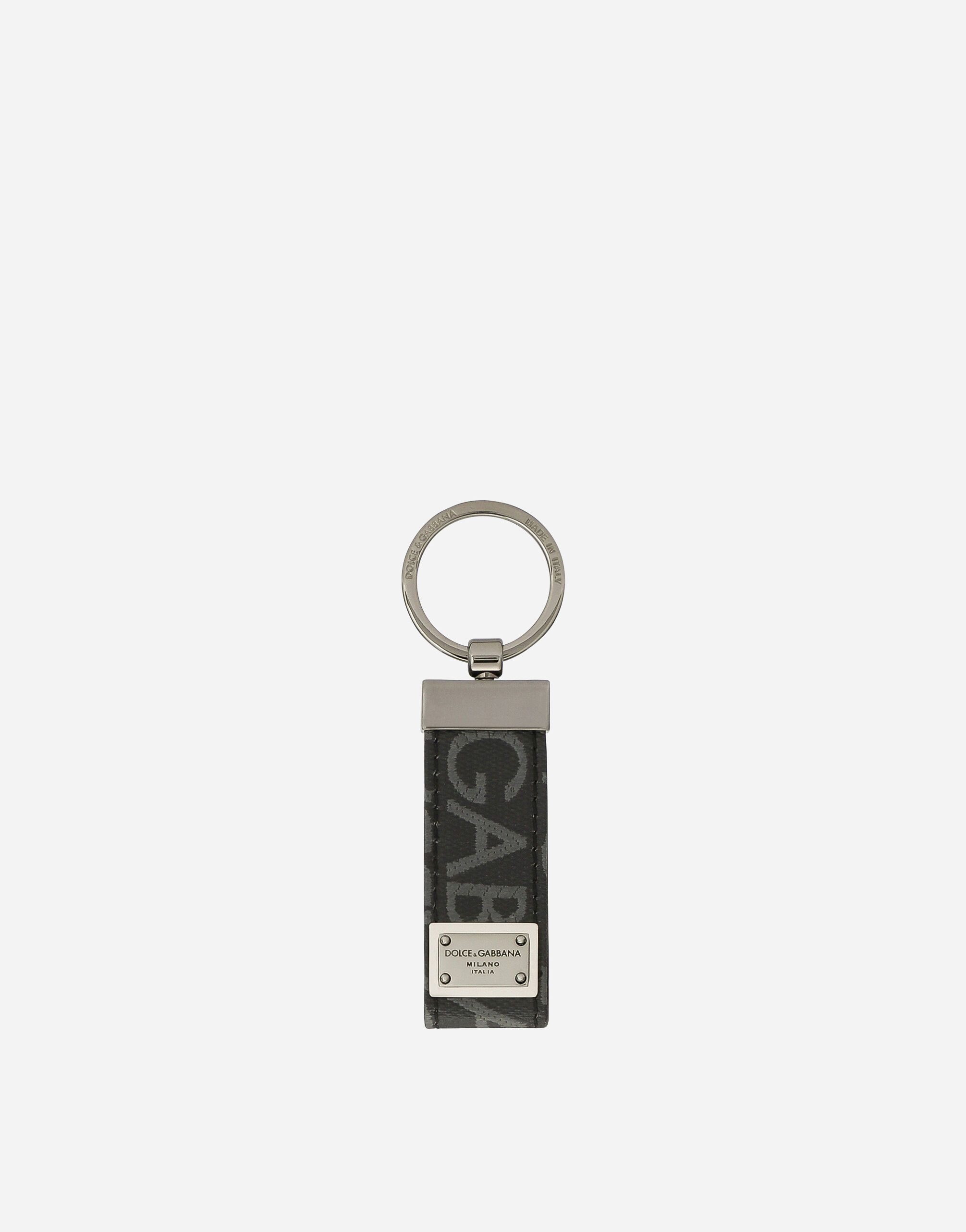 Coated jacquard fabric keychain in Multicolor for Men Dolce Gabbana