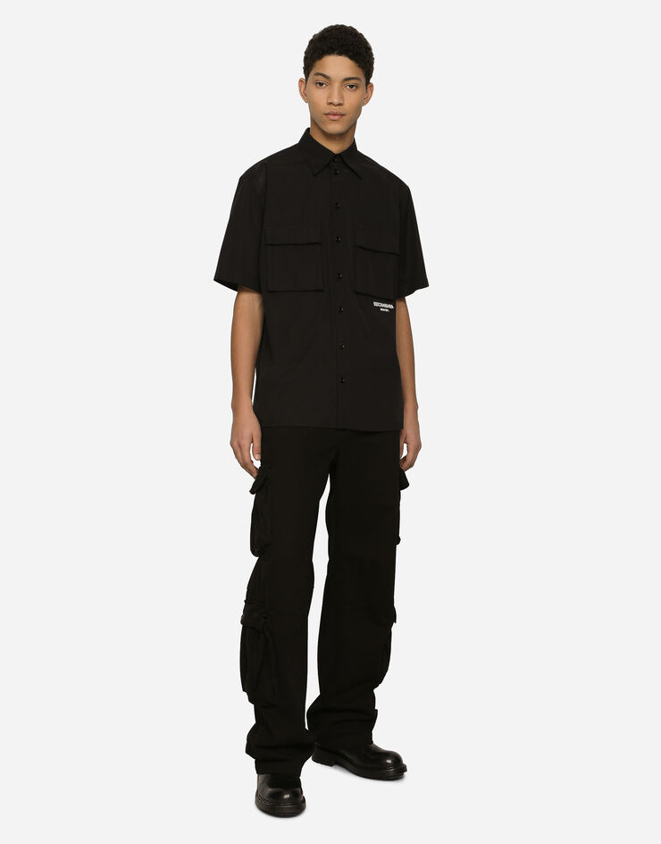 Dolce&Gabbana Cotton poplin shirt with logo print Black G5LG6TFU5EW