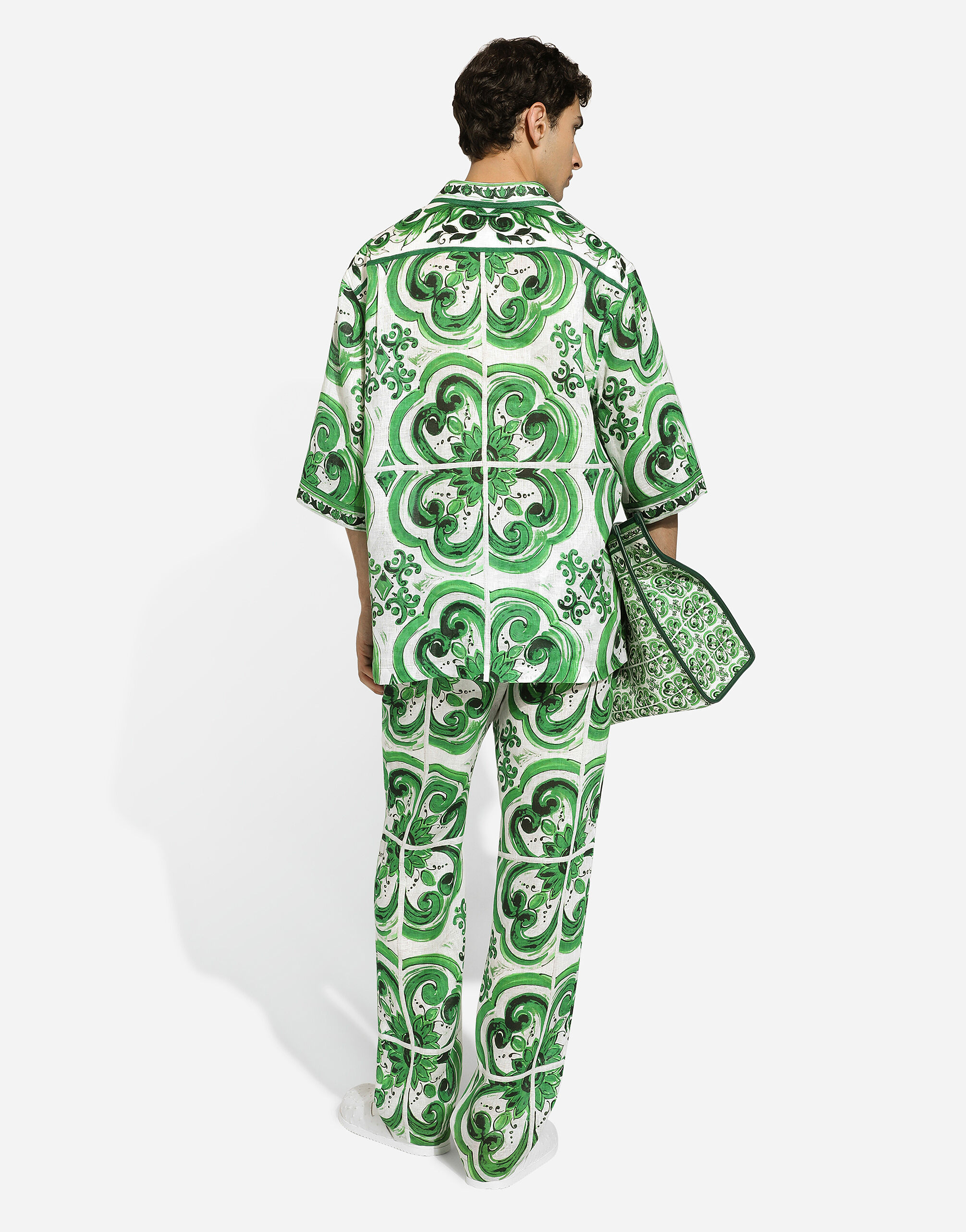 Majolica-print linen jogging pants in Print for Men