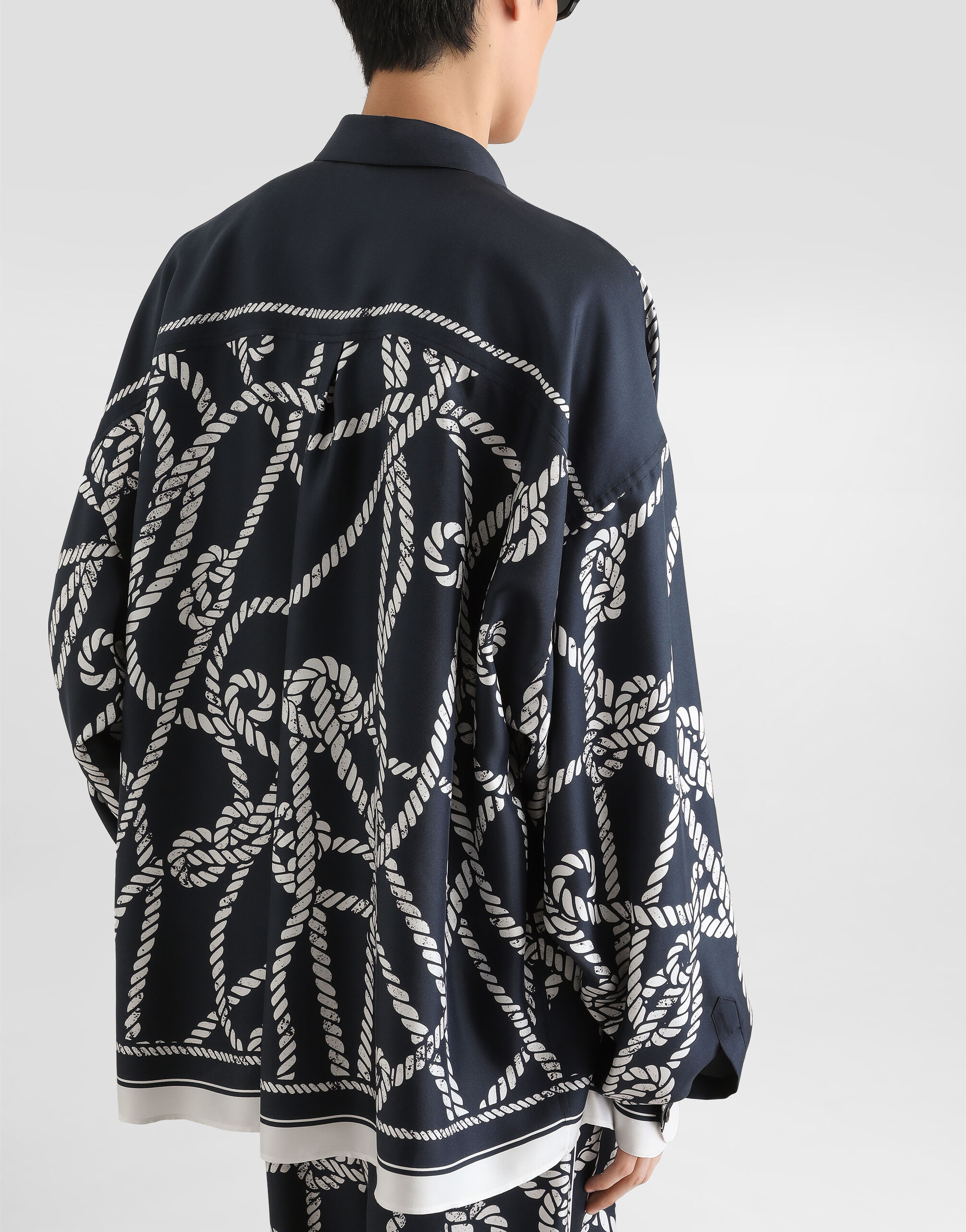 Marina-print silk twill shirt - thumbnail 5