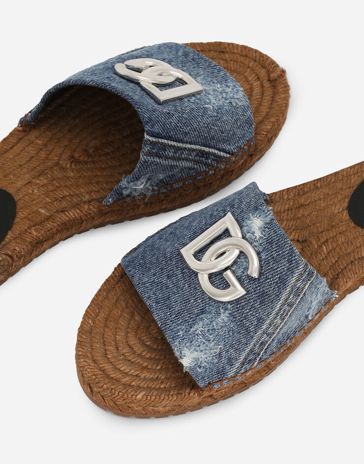 Dolce & Gabbana Patchwork denim espadrille sliders Blue CE0124AS004