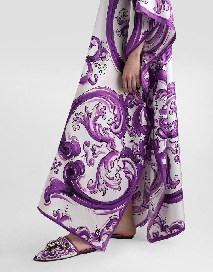 Dolce & Gabbana Majolica-print twill caftan dress Multicolor F6TTFTHI1S5