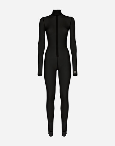 Dolce & Gabbana Tulle turtle-neck jumpsuit Black F6AQLTFLRDA