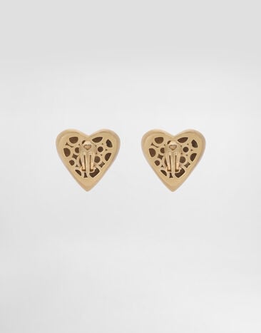 Dolce & Gabbana Clip-on heart earrings with DG logo Gold WEQ8S2W1111
