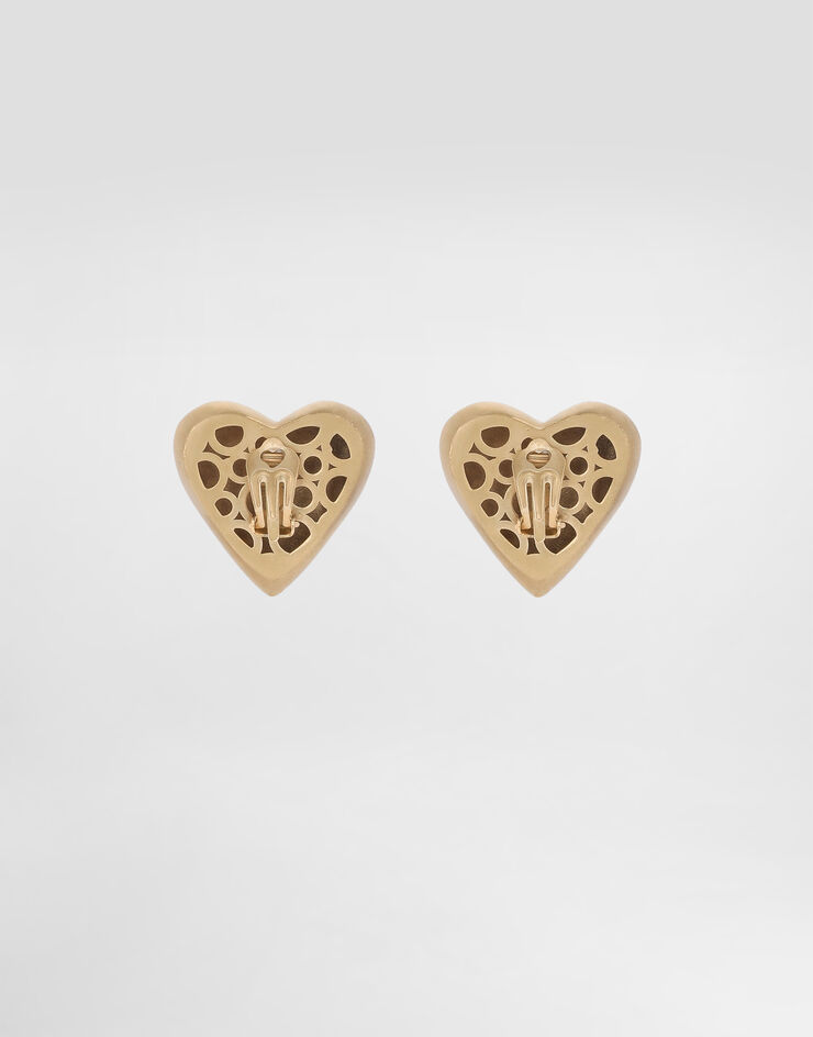 Dolce & Gabbana Clip-on heart earrings with DG logo Gold WEQ8S2W1111