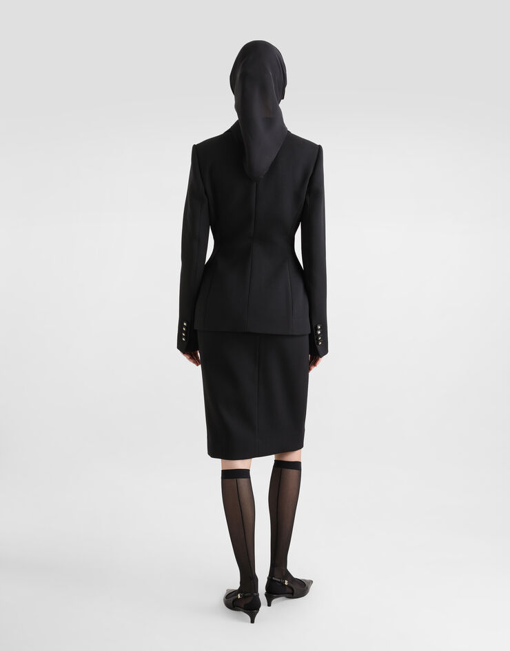 Dolce & Gabbana Single-breasted wool Dolce jacket Black F27DCTFUBGE