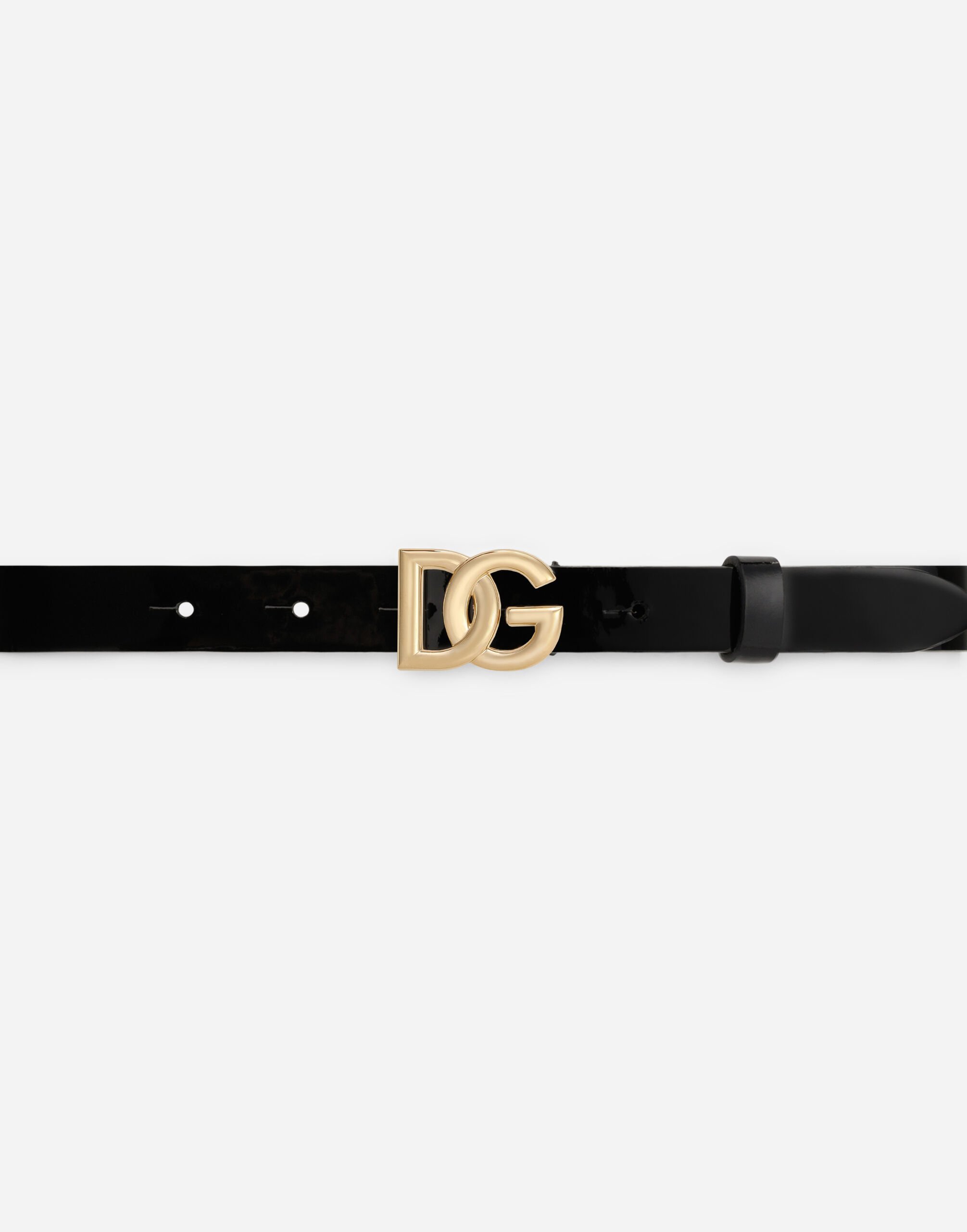 DOLCE & GABBANA Belt Black Velvet Leather Logo Waist Buckle