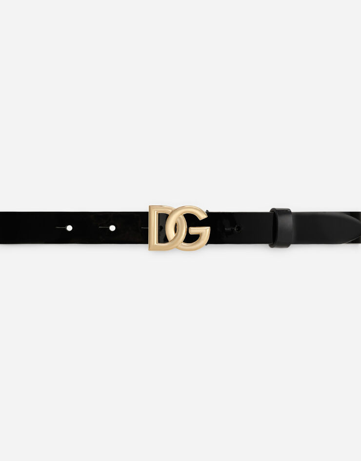 Dolce & Gabbana Cintura in vernice con logo DG Nero EE0062A1471
