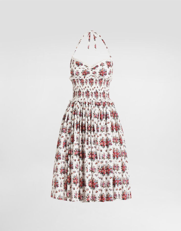 Dolce & Gabbana Abito in popeline stampa mazzolini di fiori Dolce & Gabbana Abito in popeline stampa mazzolini di fiori Multicolore F60F8THS5UA
