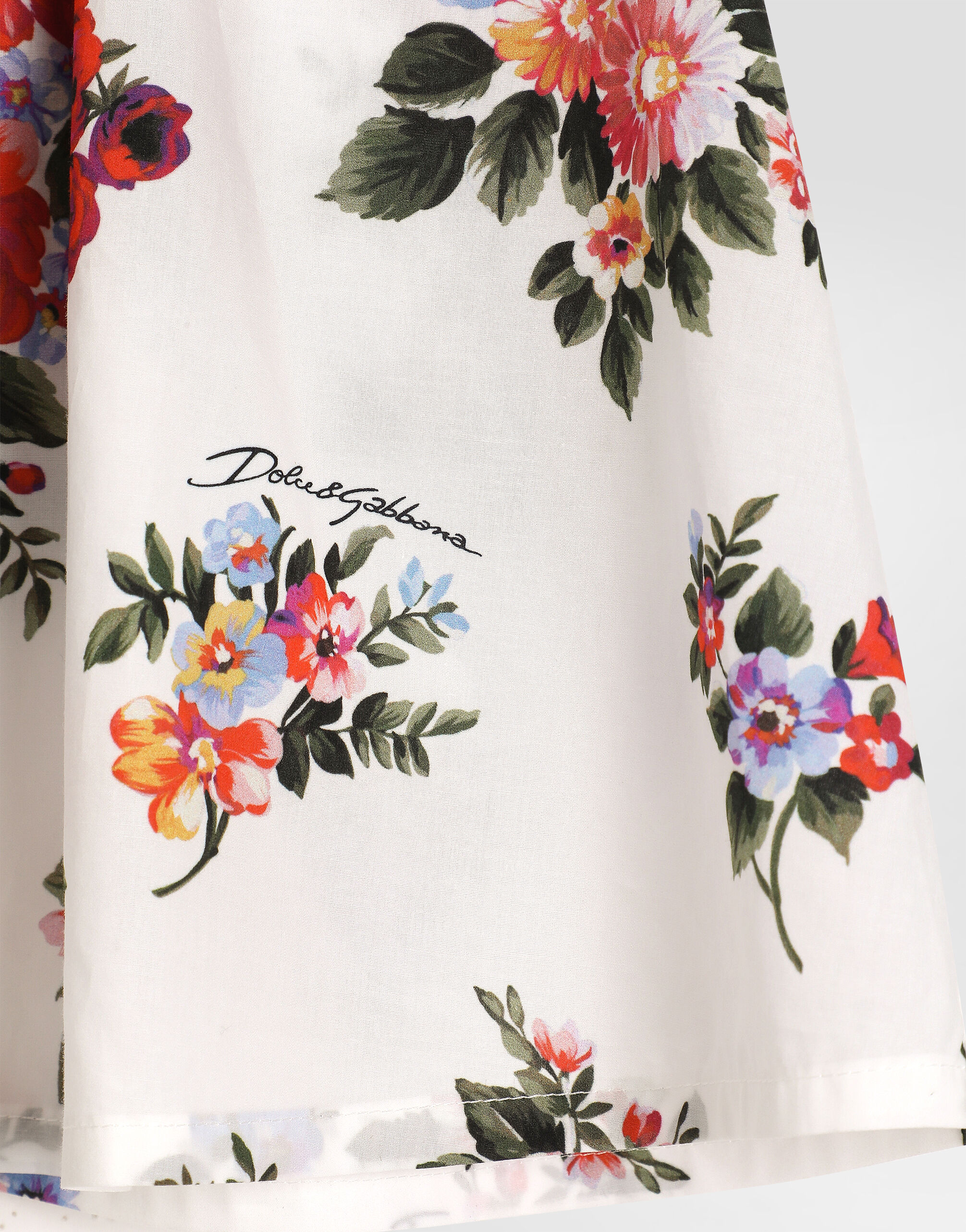 マルチカラーのガールズ Flower bouquet-print light poplin dress