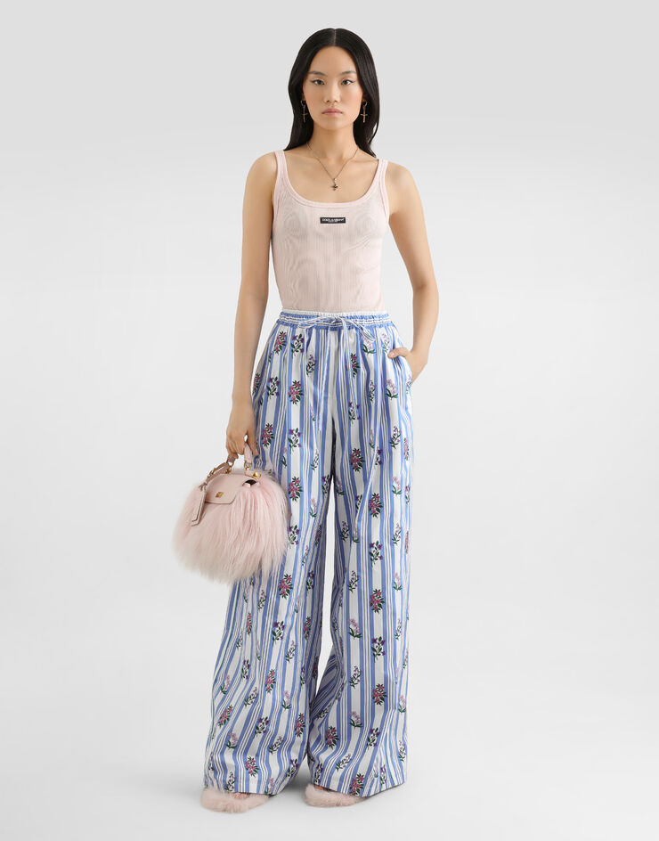 Dolce & Gabbana توب دون أكمام بنسيج مضلع Pink F8W45TFU7AV