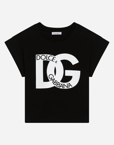 Dolce & Gabbana Jersey T-shirt with DG maxi-logo Black L5JTIDG7I0E