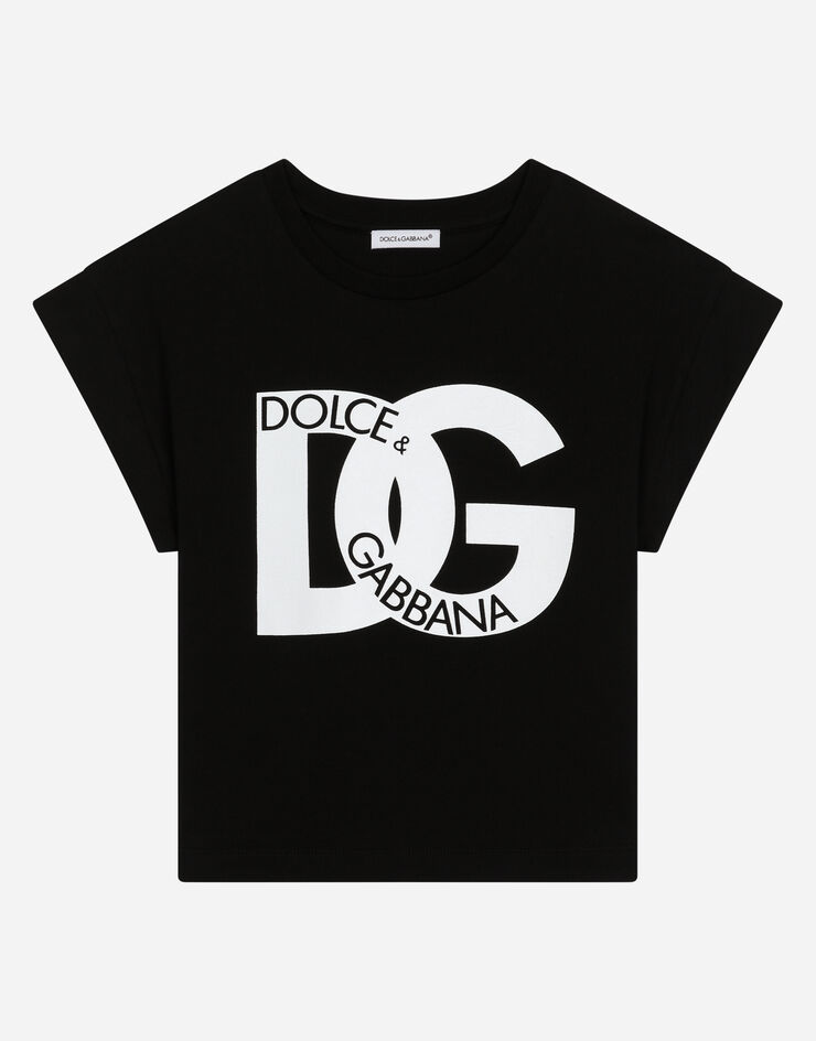 Dolce & Gabbana T-shirt in jersey con maxi logo DG Black L5JTIDG7I0E