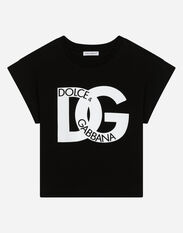 Dolce & Gabbana Jersey T-shirt with DG maxi-logo Negro L5JW9NG7L1J
