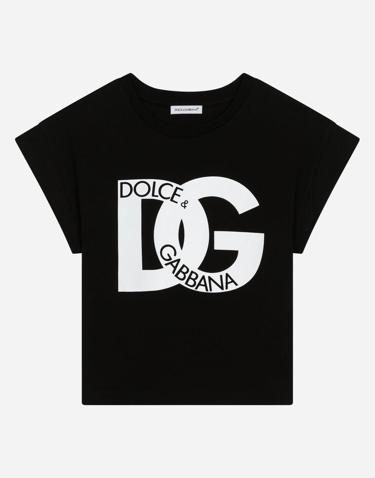 Dolce & Gabbana Jersey T-shirt with DG maxi-logo Black L5JTIDG7I0E