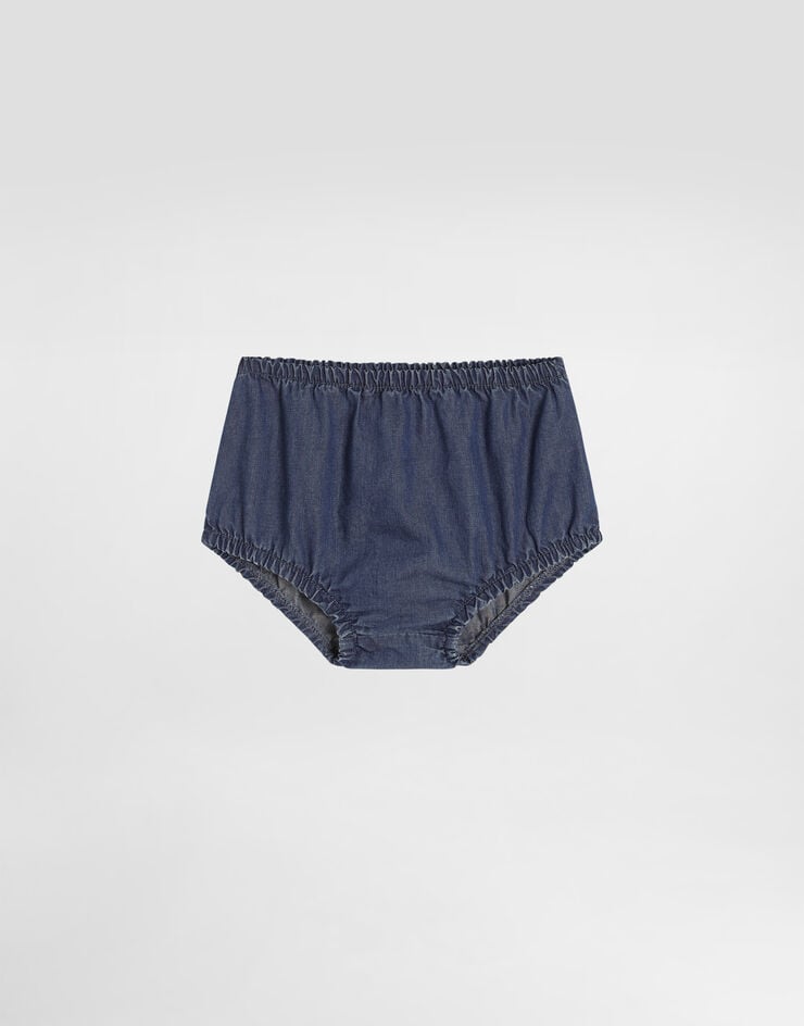 Dolce & Gabbana Chambray dress with logo embroidery Multicolor L24DO6LDD72