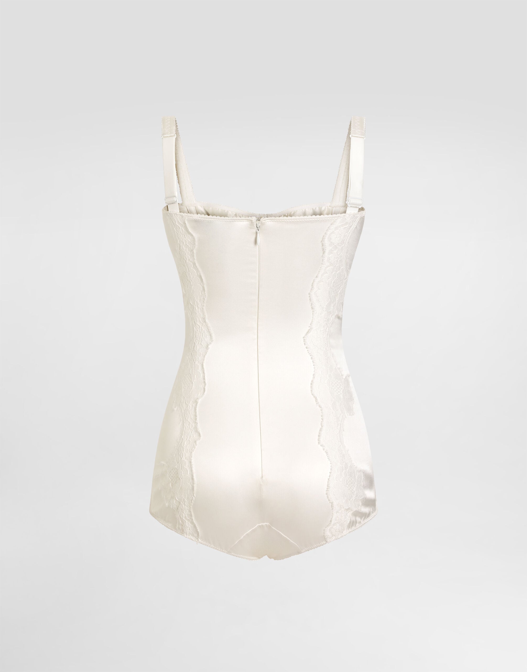 Silk balconette bodysuit with lace - thumbnail 2