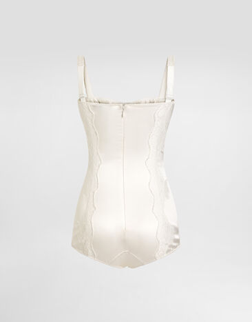 Dolce & Gabbana Silk balconette bodysuit with lace White O9A05TONO13