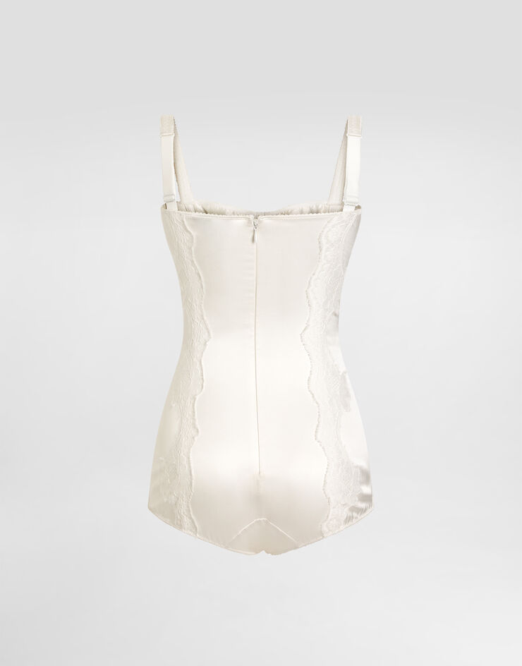 Dolce & Gabbana Silk balconette bodysuit with lace Dolce & Gabbana Silk balconette bodysuit with lace White O9A05TONO13