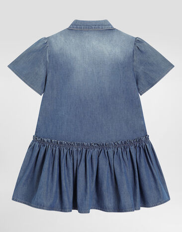 Dolce & Gabbana Washed chambray dress with logo embroidery Multicolor L54DO6LDD55