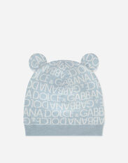 Dolce & Gabbana Knit hat with jacquard logo and ears Pink LNJA88G7EY9
