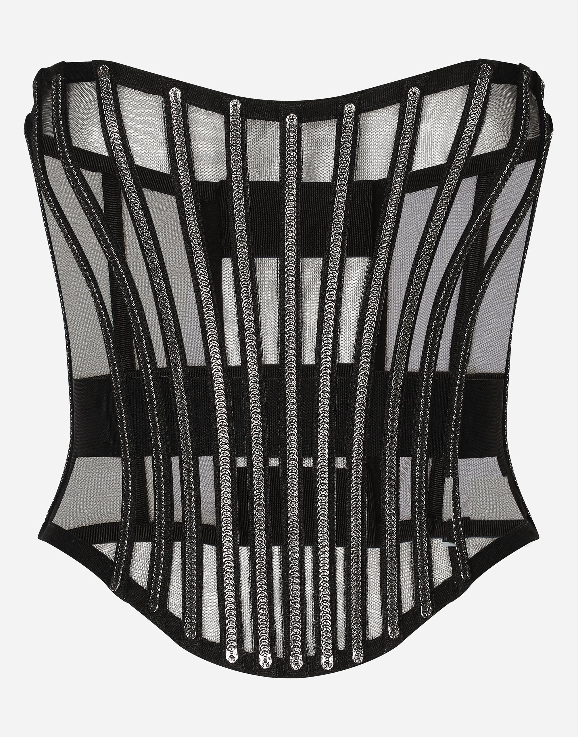 Dolce & Gabbana KIM DOLCE&GABBANA Tulle corset belt with boning Black BE1446AW576