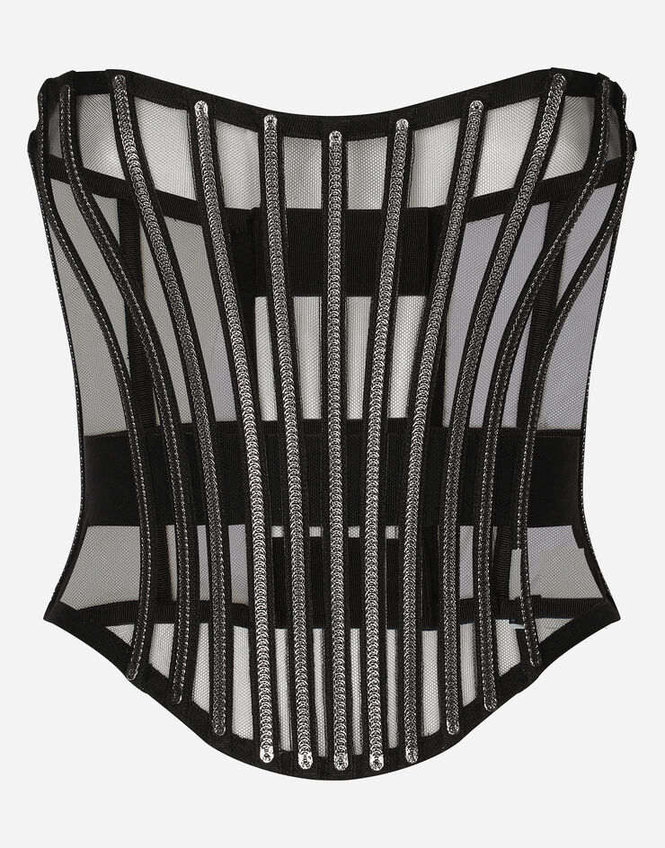 Dolce & Gabbana KIM DOLCE&GABBANA Tulle corset belt with boning Black FB368AFLMFB