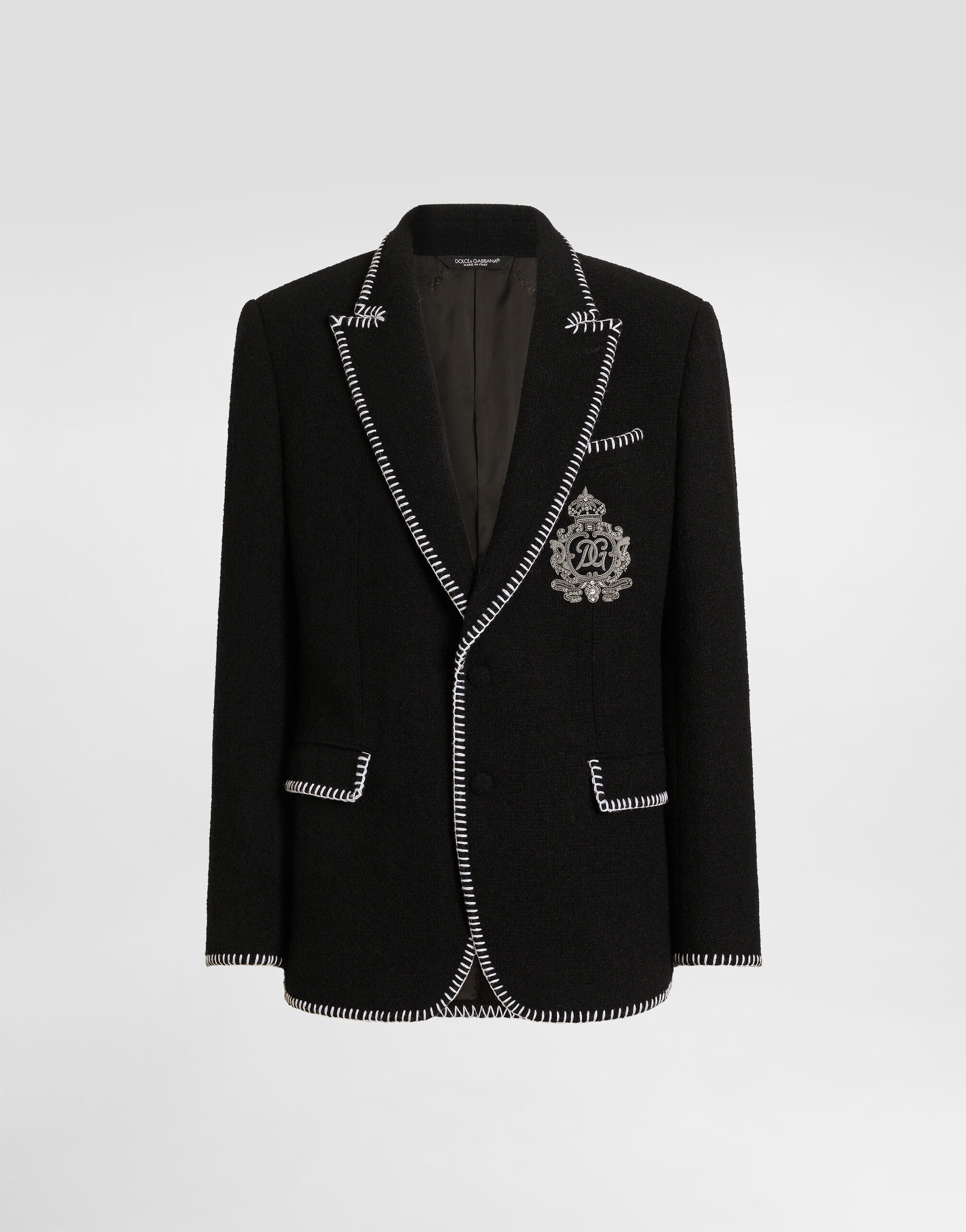 Tweed single-breasted jacket with embroidery