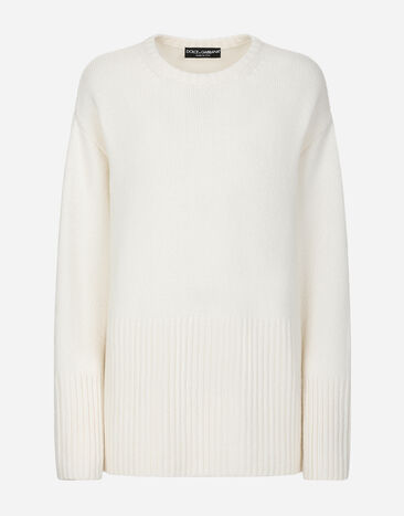 Dolce & Gabbana Cashmere sweater with DG logo embroidery White FXX56ZJAWYP