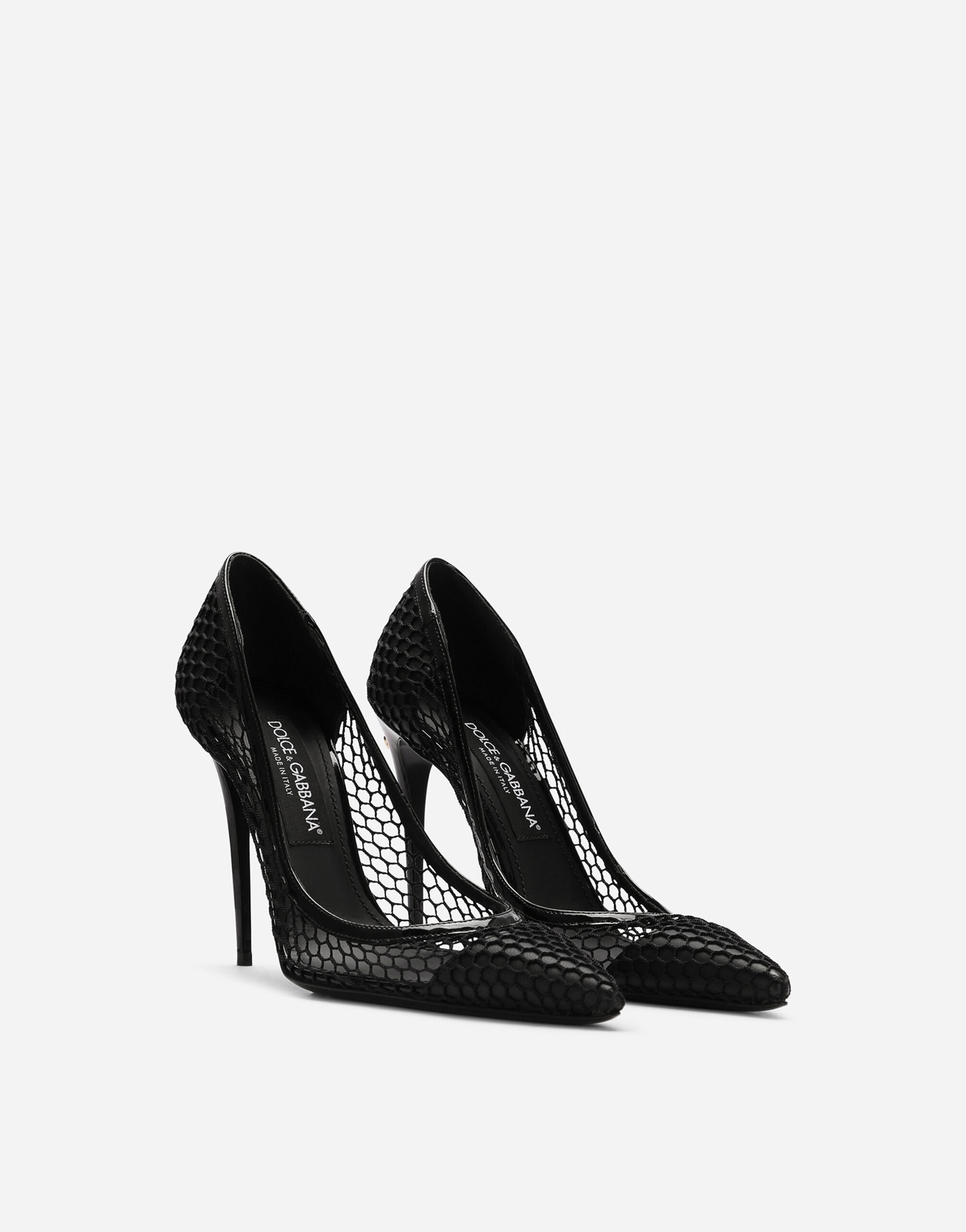 Mesh and patent leather pumps in Black for Dolce Gabbana US