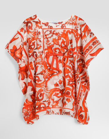 Dolce & Gabbana Кафтан из батиста в принте майолика Multicolor LB7A40G7P4D