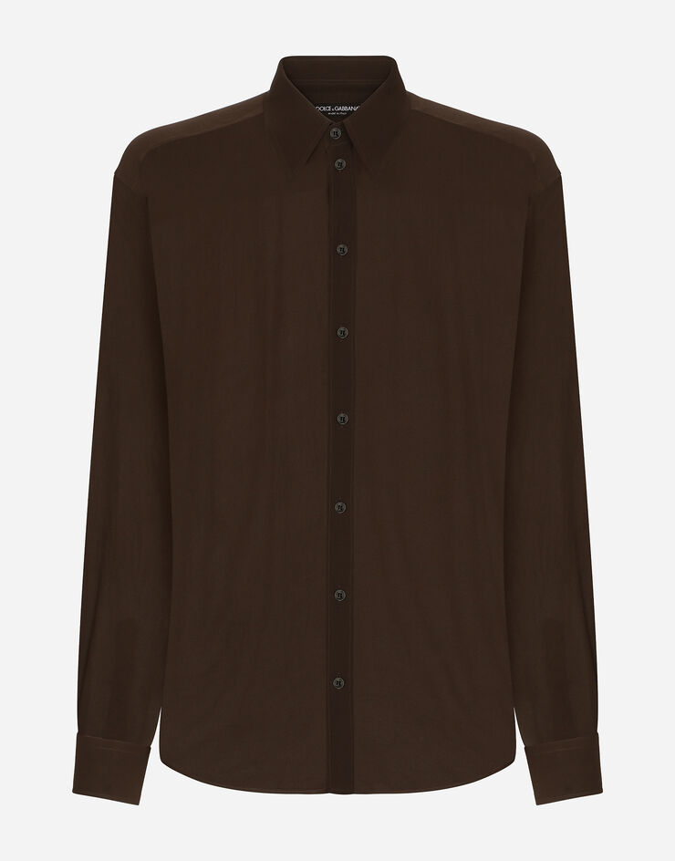Dolce & Gabbana Oversize silk georgette shirt Brown G5IT7TFU1UT