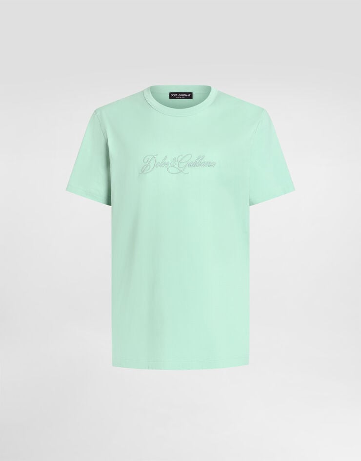 Dolce & Gabbana Cotton t-shirt with dg embroidery Dolce & Gabbana Cotton t-shirt with dg embroidery Green G8PT1ZG7P9K