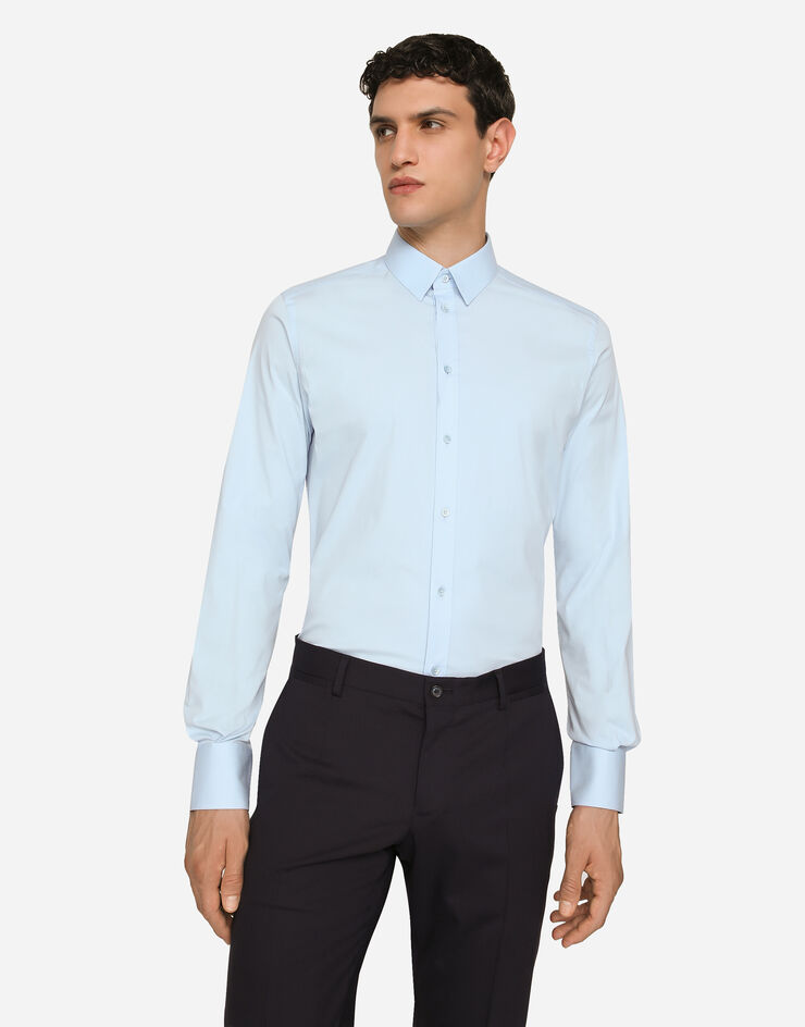 Dolce&Gabbana Stretch poplin Gold-fit shirt Azure G5EJ0TGG826