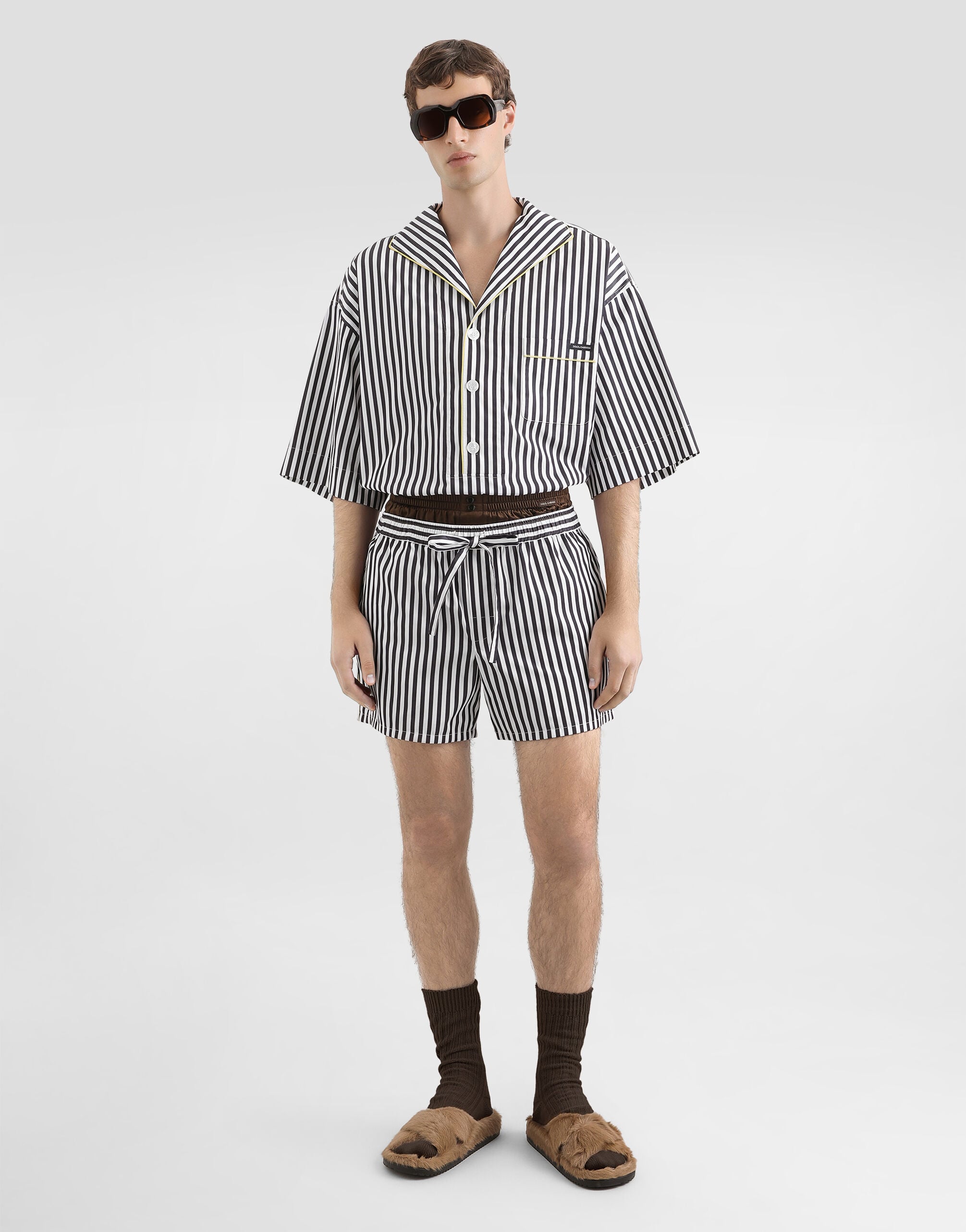 Striped poplin bermuda shorts - thumbnail 2