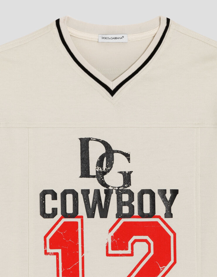 Dolce & Gabbana Jersey t-shirt with print Beige L4JTJZG7PUG