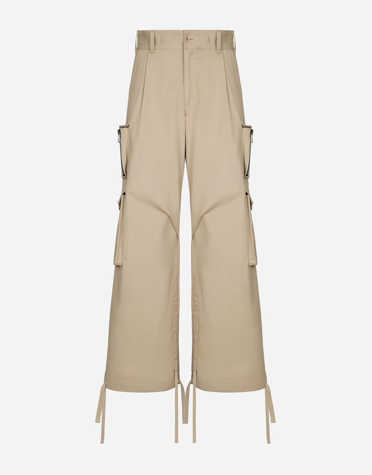 Dolce & Gabbana Pantalón cargo en gabardina de algodón Beige GP088TFU60X