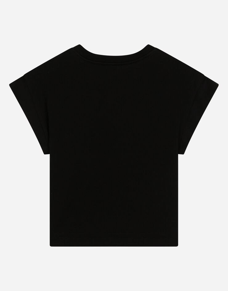 Dolce & Gabbana T-Shirt aus Jersey mit großem DG-Logo Schwarz L5JTIDG7I0E