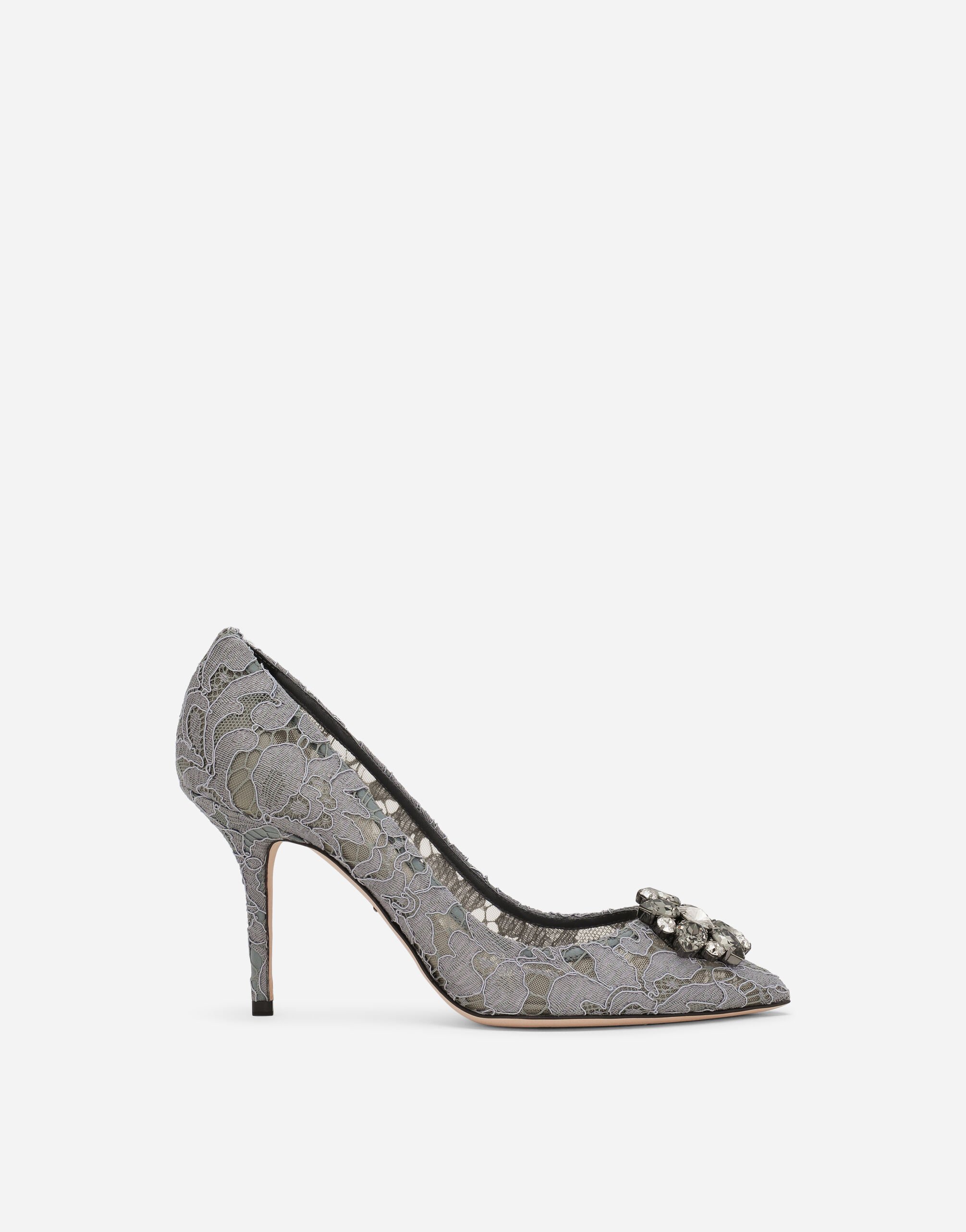 Dolce & Gabbana 陶尔米纳蕾丝高跟鞋配以水晶 白/粉红 CK1791AX589